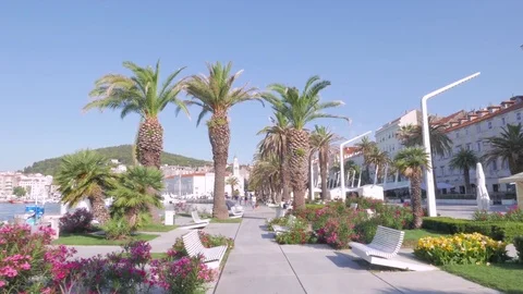 Riva Split, Seaside promenade of Split, Croatia Stock Footage 83666771