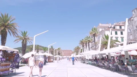 Riva Split, Seaside promenade of Split, Croatia Stock Footage 83667229