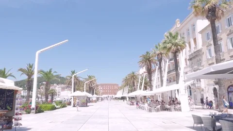 Riva Split, Seaside promenade of Split, Croatia Stock Footage 83667391