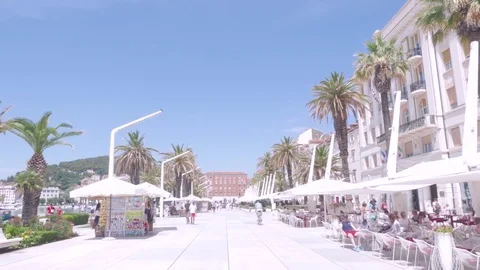 Riva Split, Seaside promenade of Split, Croatia Stock Footage 83667485