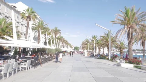 Riva Split, Seaside promenade of Split, Croatia Stock Footage 83667840