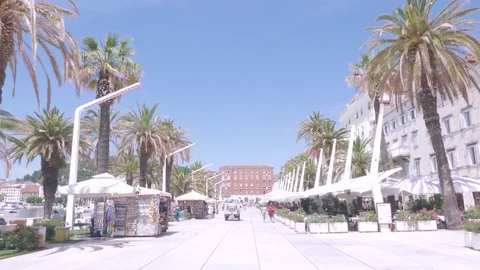 Riva Split, Seaside promenade of Split, Croatia Stock Footage 83668182