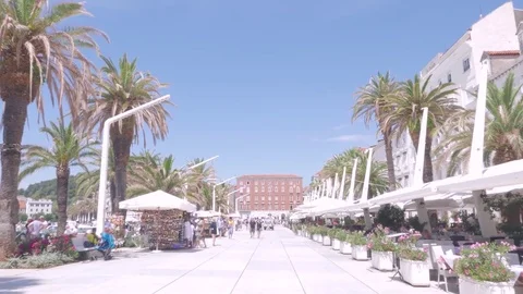 Riva Split, Seaside promenade of Split, Croatia Stock Footage 83668278