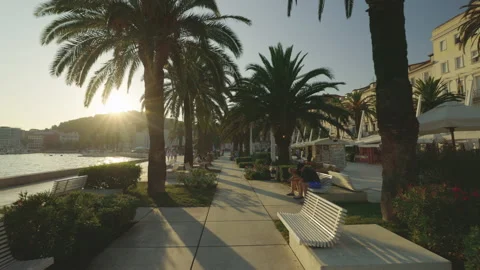 Riva waterfront in Split, Croatia Video stock 219970296