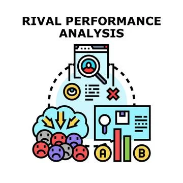 Rival performance analyzing business comparison data Stock Illustration