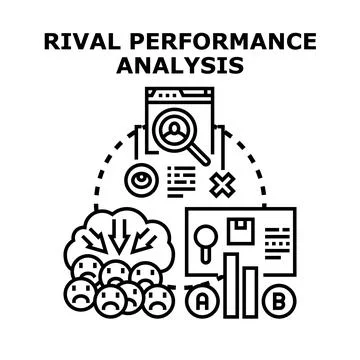 Rival performance analyzing business comparison data Stock Illustration
