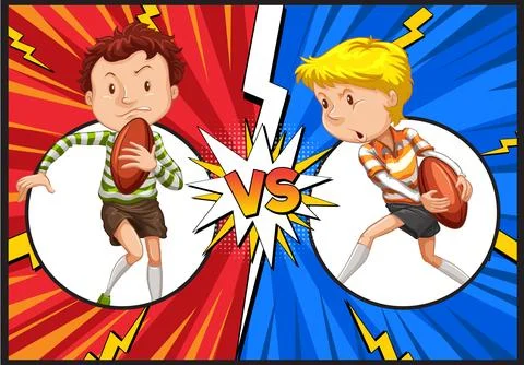 Rivalry on the Field: Boys Compete Stock Illustration