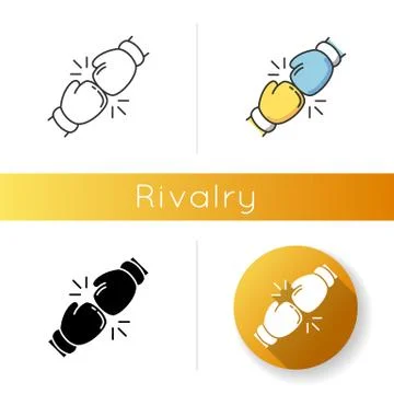 Rivalry icon. Linear black and RGB color styles. Friendly contest, competitiv Stock Illustration