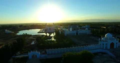 Rive and sunset building  China Stock-Footage 77907045