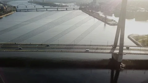 Rive bridge side flyover Stock Footage 122158300