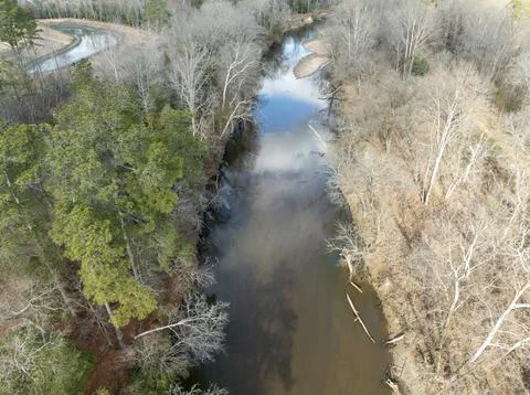River Aerial Reflection. Stock Photos