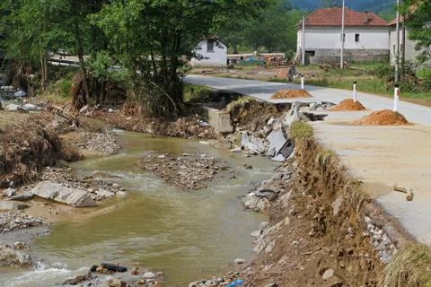 River after flooding Stock Photos
