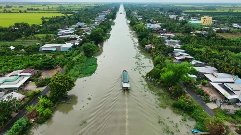 River after rain in the Mekong Delta, Vietnam Stock Footage 337526906