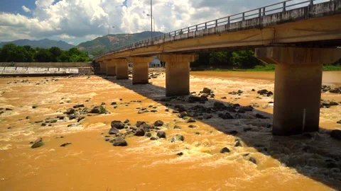 The river after the rains. Video stock 319784079