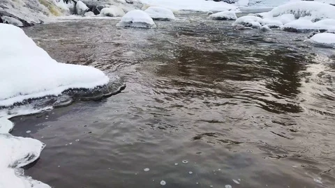 River after small rapids on winter Stock-Footage 101445668