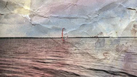 River in aged background Stock Illustration