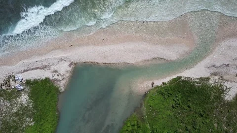 River and beach aerial rocket shoot Stock Footage 255095731