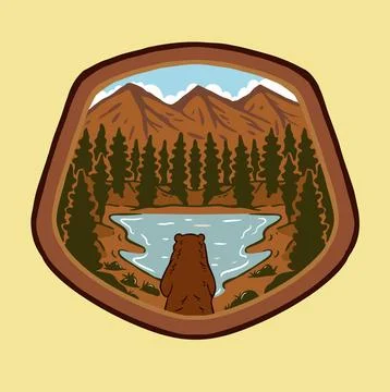 RIVER AND BEAR Stock Illustration