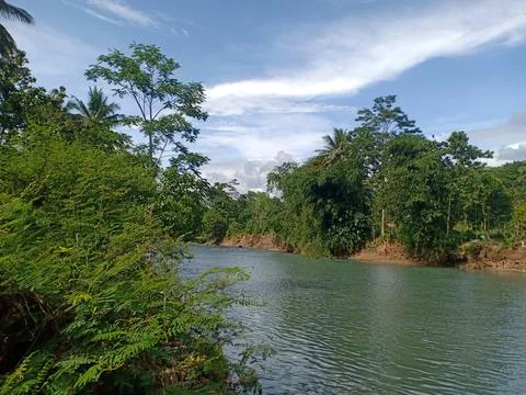 River and blue sky Stock Photos