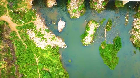 River and Bridge - Drone Shot - Forwards Video stock 254267601