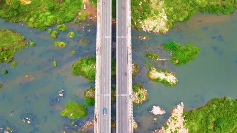 River and Bridge - Drone View - Forwards Stock Footage 254269210
