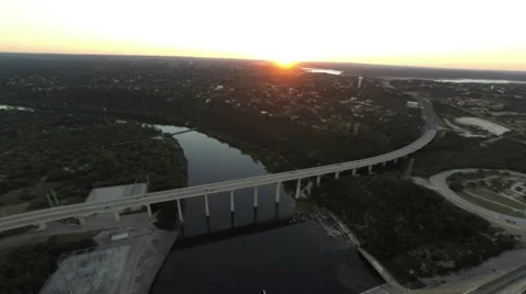 River and bridge at sunset Stock-Footage 42357376