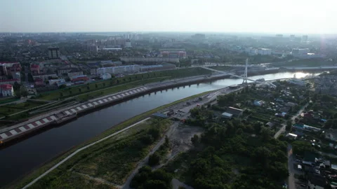 River and bridge at sunset Stock Footage 219849342