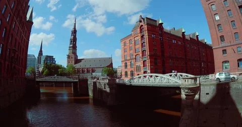 River and building Hamburger Stock-Footage 77149806