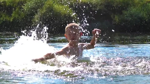 River and child Video stock 160659455