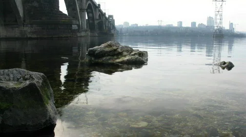 River and city time lapse. Stock Footage