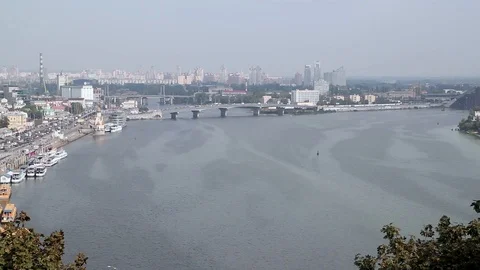 River and city view. Bridge Video stock 123842568