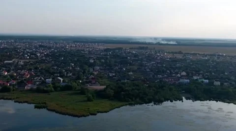 River and city view from the sky Stock Footage 67673095