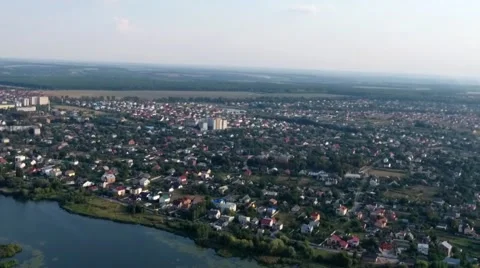 River and city view from the sky Stock Footage