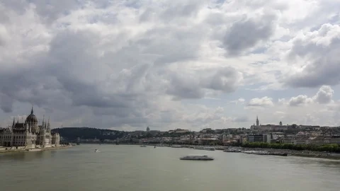 River and clouds, Budapest Stock Footage 104889546
