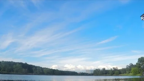 River and clouds over the summer park timelapse Stock Footage 77284756