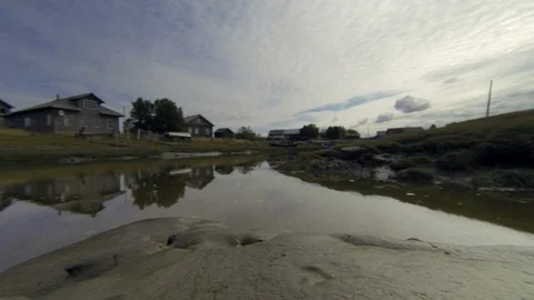 River and clouds, panorama Stock Footage 106690349