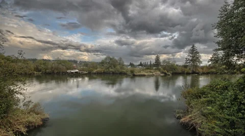 River and Clouds - Time Lapse Stock Footage 33300162