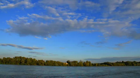 River and Clouds Timelapse Stock Footage 856176