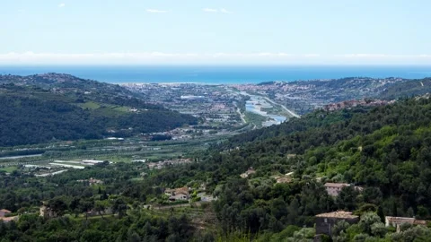 River and Coast of Nice Cote d'Azur and St Laurent du Var Time Lapse Stock Footage 197980653
