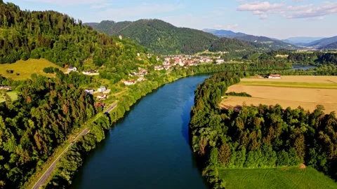River and countryside landscape Stockbeeldmateriaal 335941341