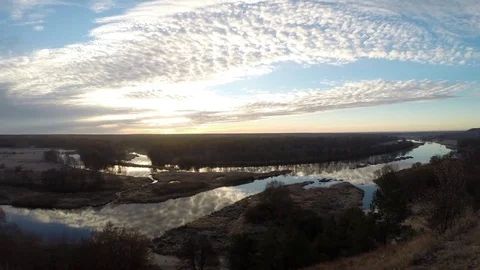 River and creeping clouds Stock Footage 84381177