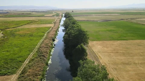 River and fields nature Stock Footage 240753455