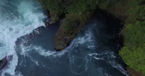 River and Forest Drone Flight at Huilo Huilo Park - Chile Stock Footage 78205452