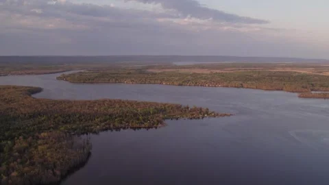 River and forest in the spring, drone shot 库存影片 321709425