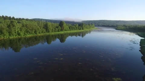 River and forest in summer day. Ural. Aerial view Stock-Footage 65315827