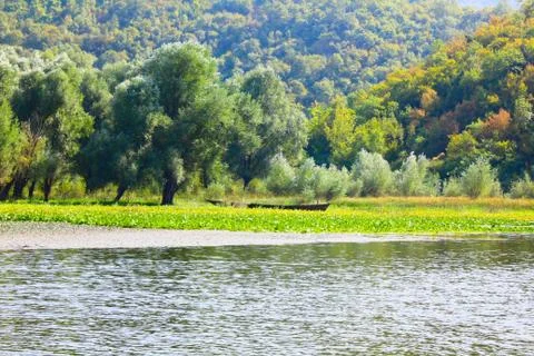 The river and the hill Stock Photos