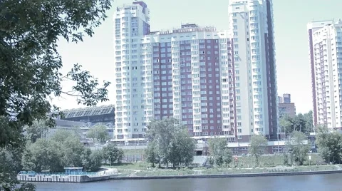 River and house Stock Footage 51916846