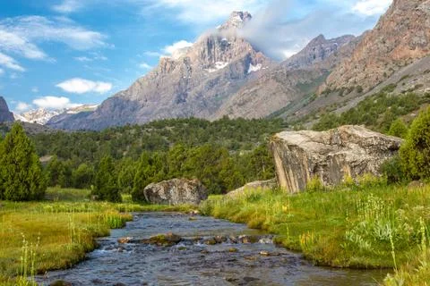 River and mount Stock Photos