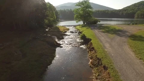 River and mountain aerial Stock Footage 88587552