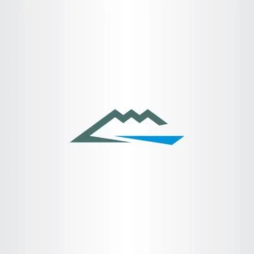 River and mountain vector icon symbol element Stock Illustration